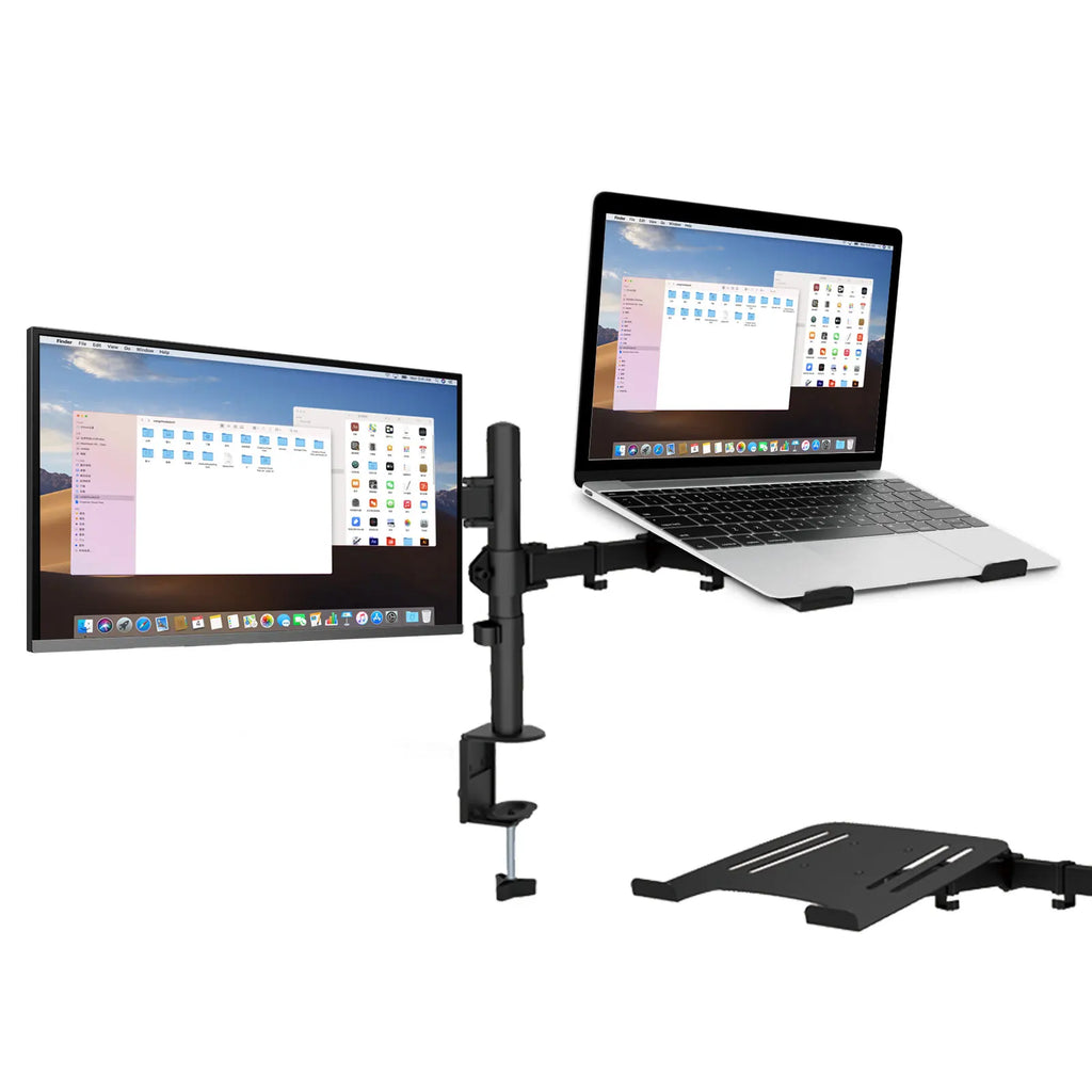Support double pour écran 13–27 pouces et ordinateur portable