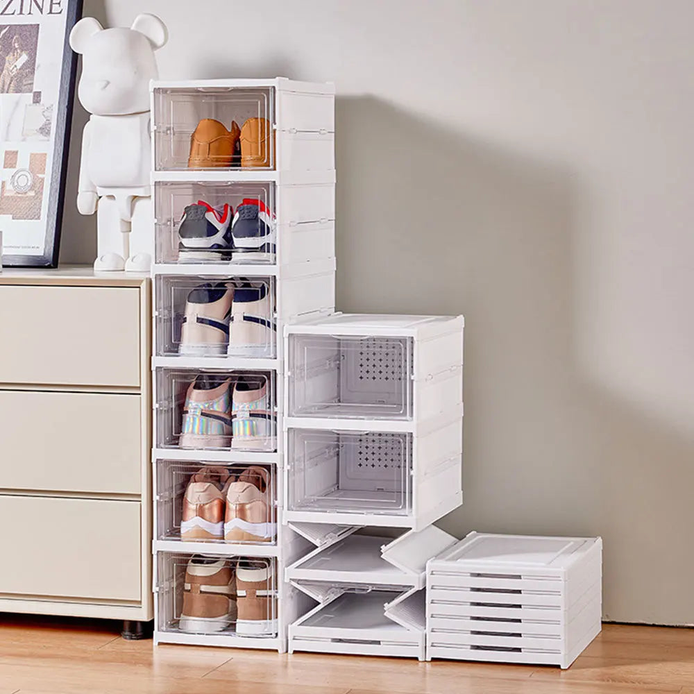 Meuble à chaussures pliable à 6 niveaux, blanc