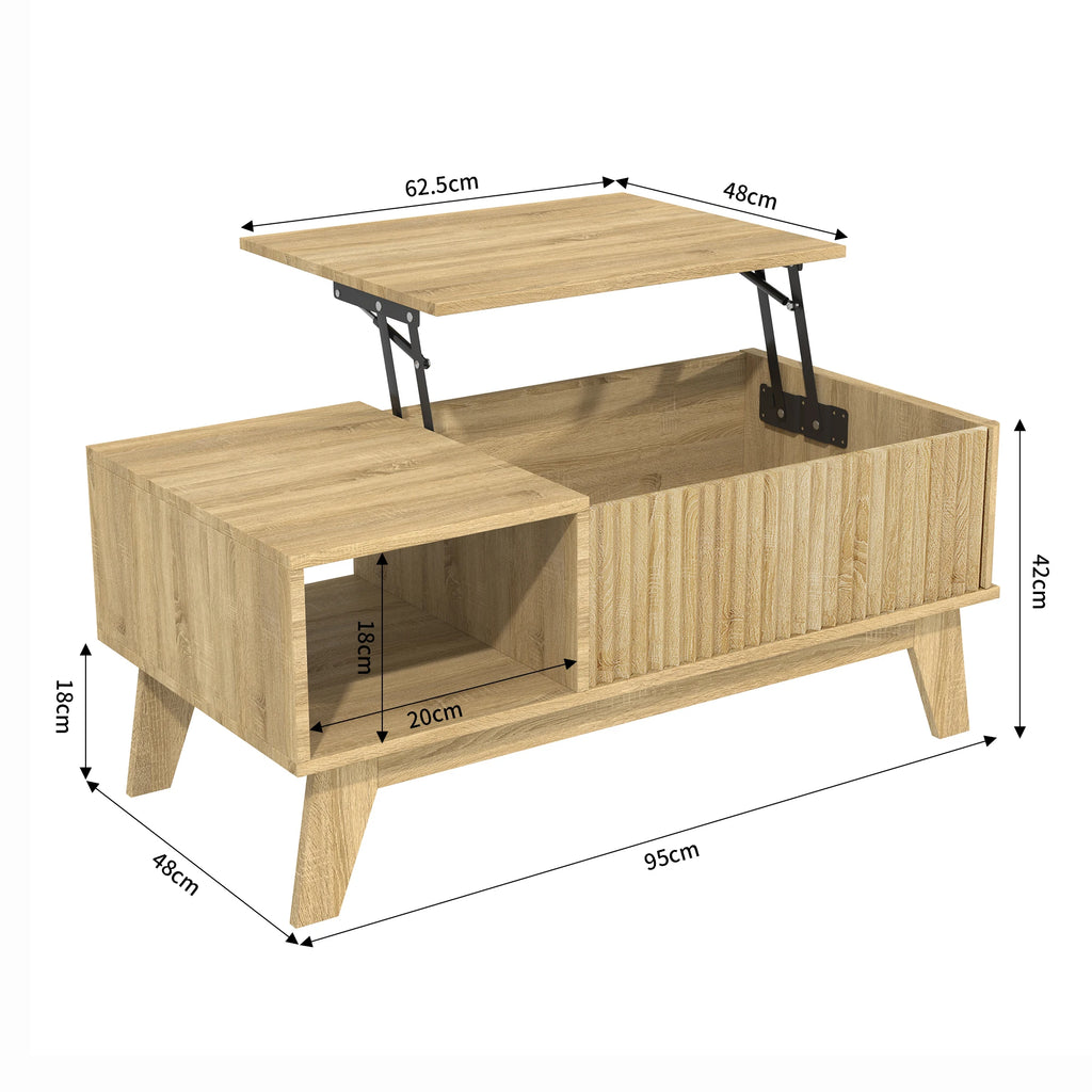 Table basse en bois avec rangement 95 cm