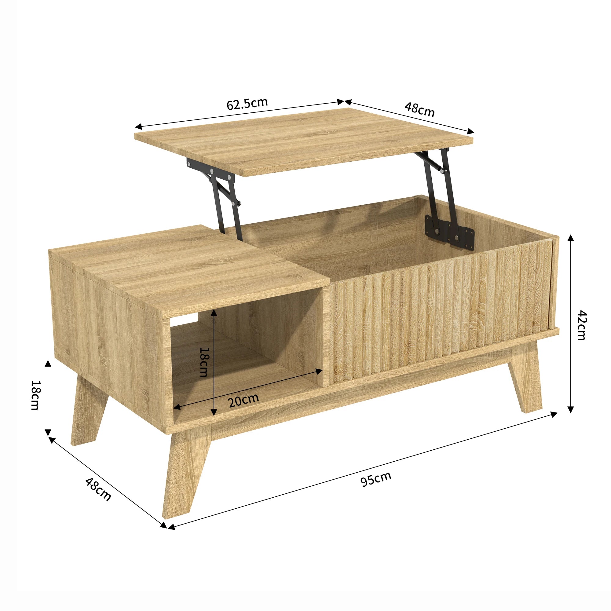 Table basse en bois avec rangement 95 cm