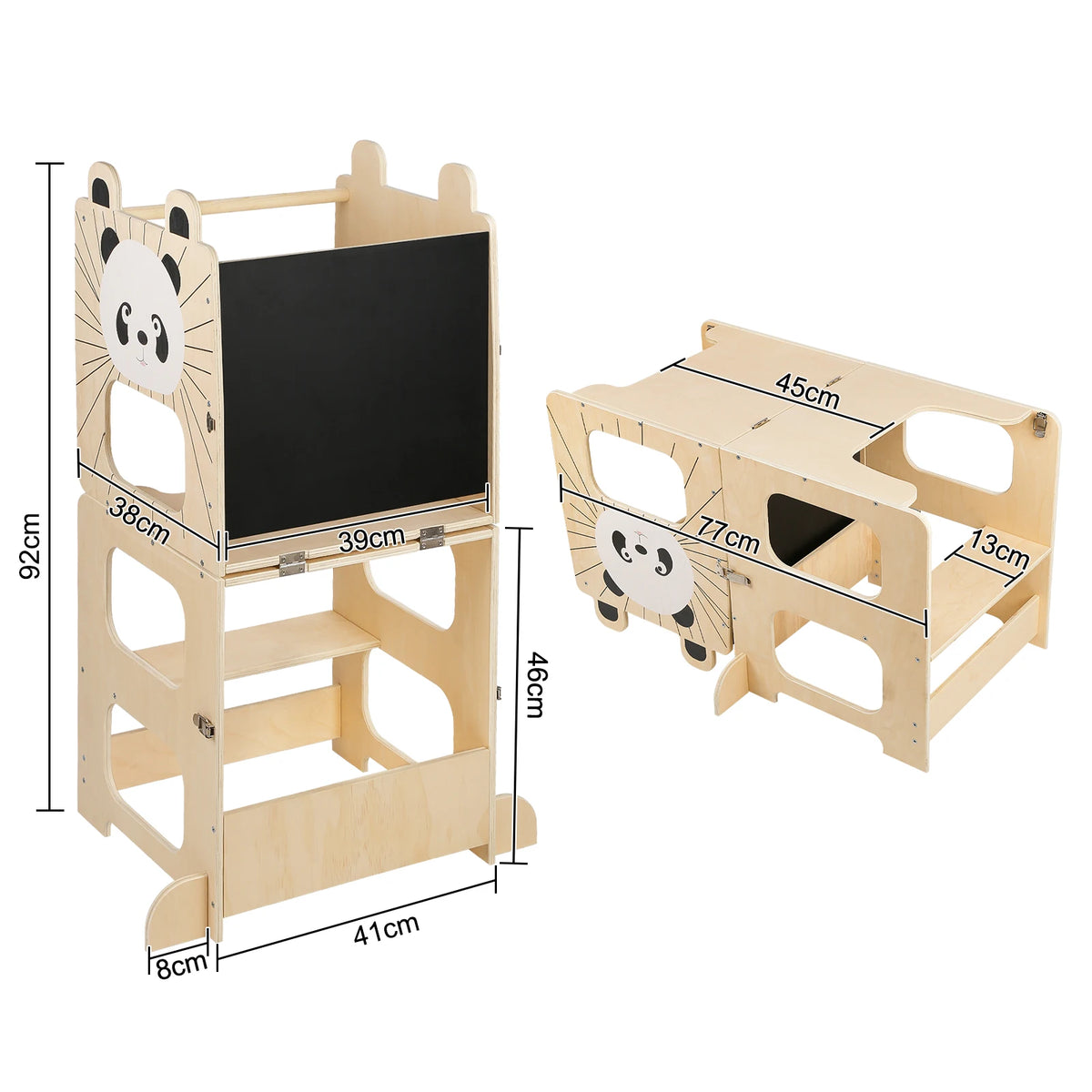 Tour d’apprentissage en bois convertible, motifs animaux