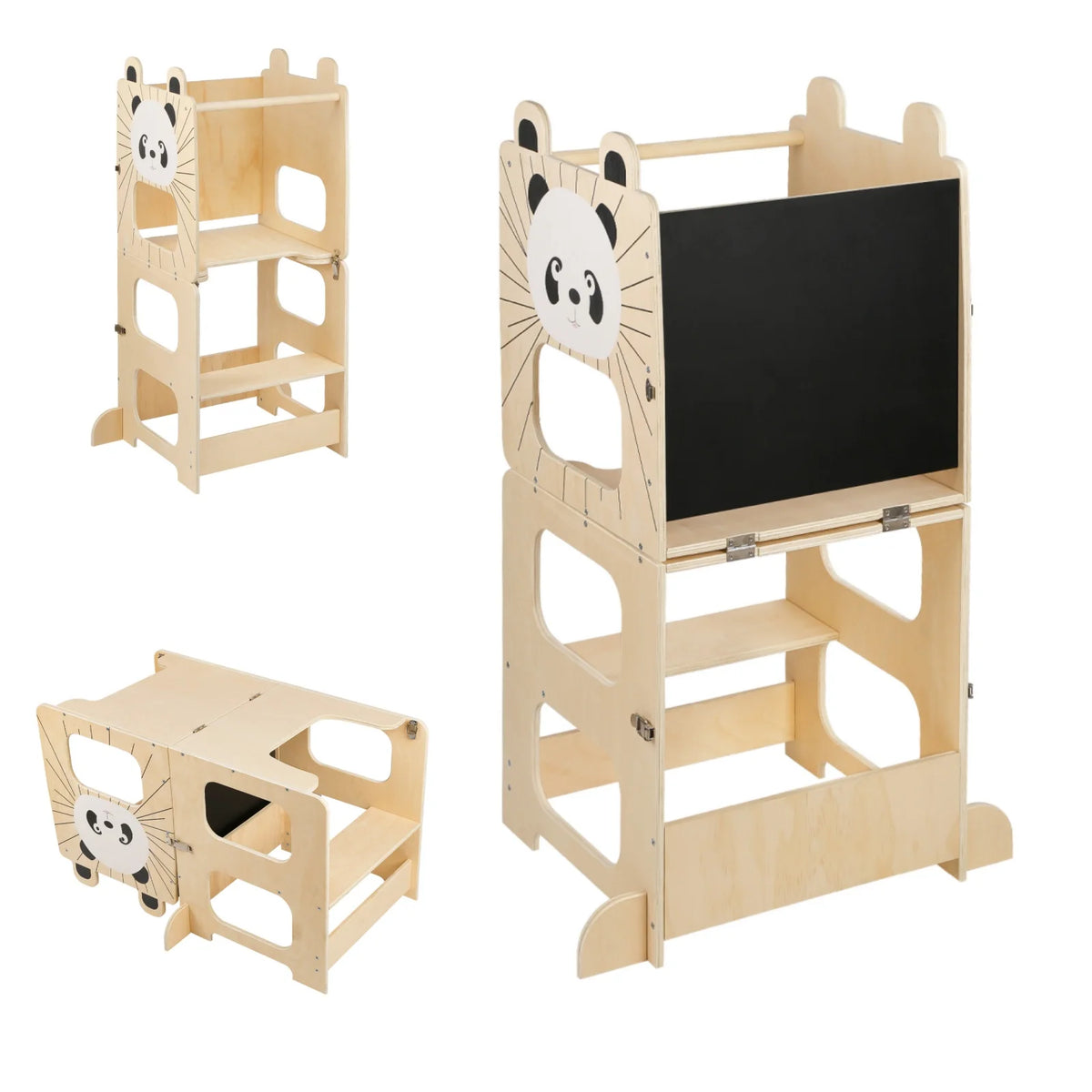Tour d’apprentissage en bois convertible, motifs animaux