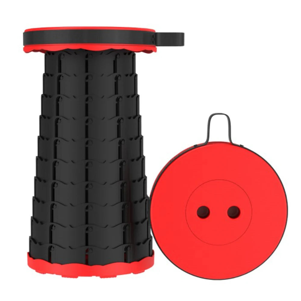 Tabouret télescopique pliant, hauteur réglable jusqu’à 45 cm — version rouge