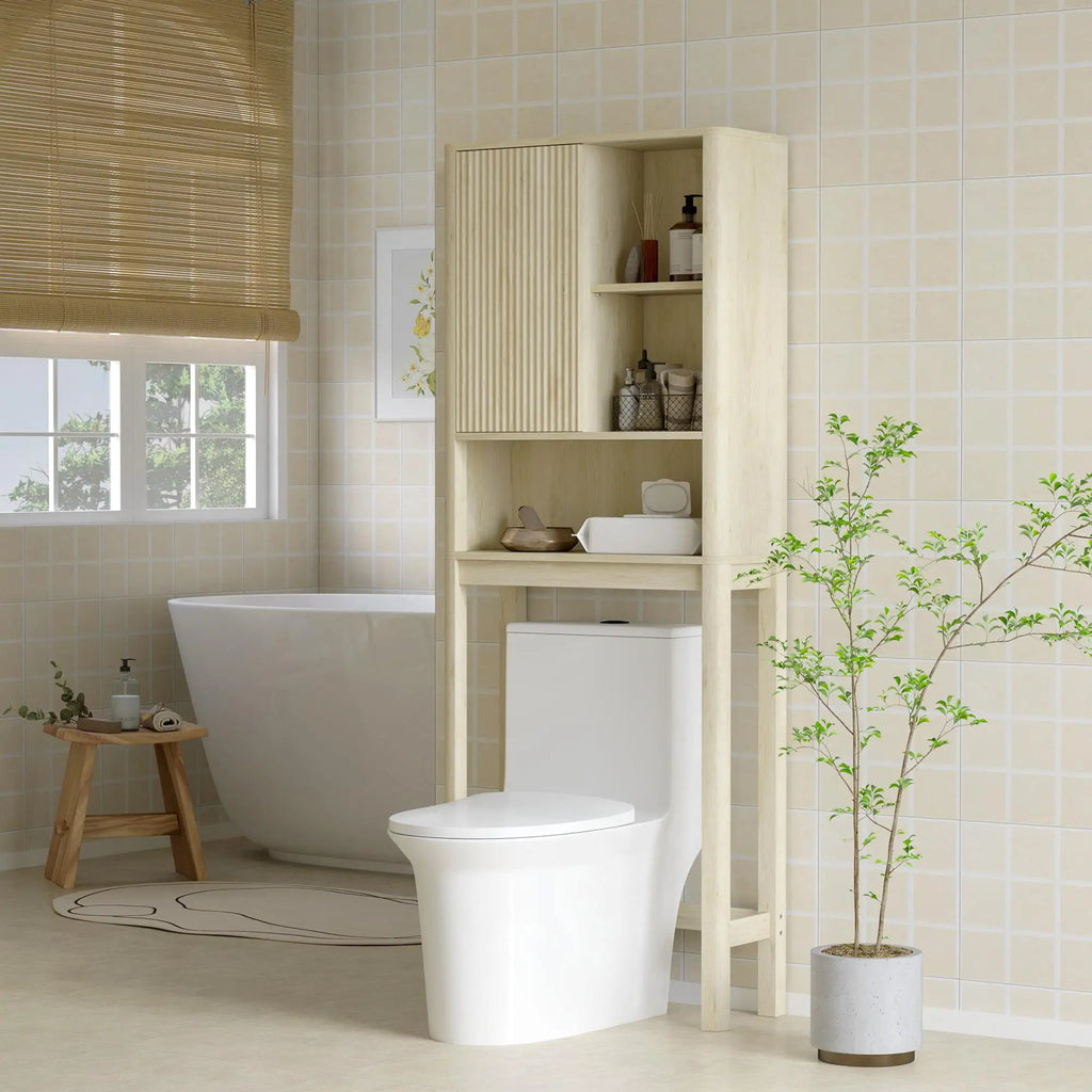 Meuble au-dessus des WC à porte cannelée 65 × 25 × 170 cm