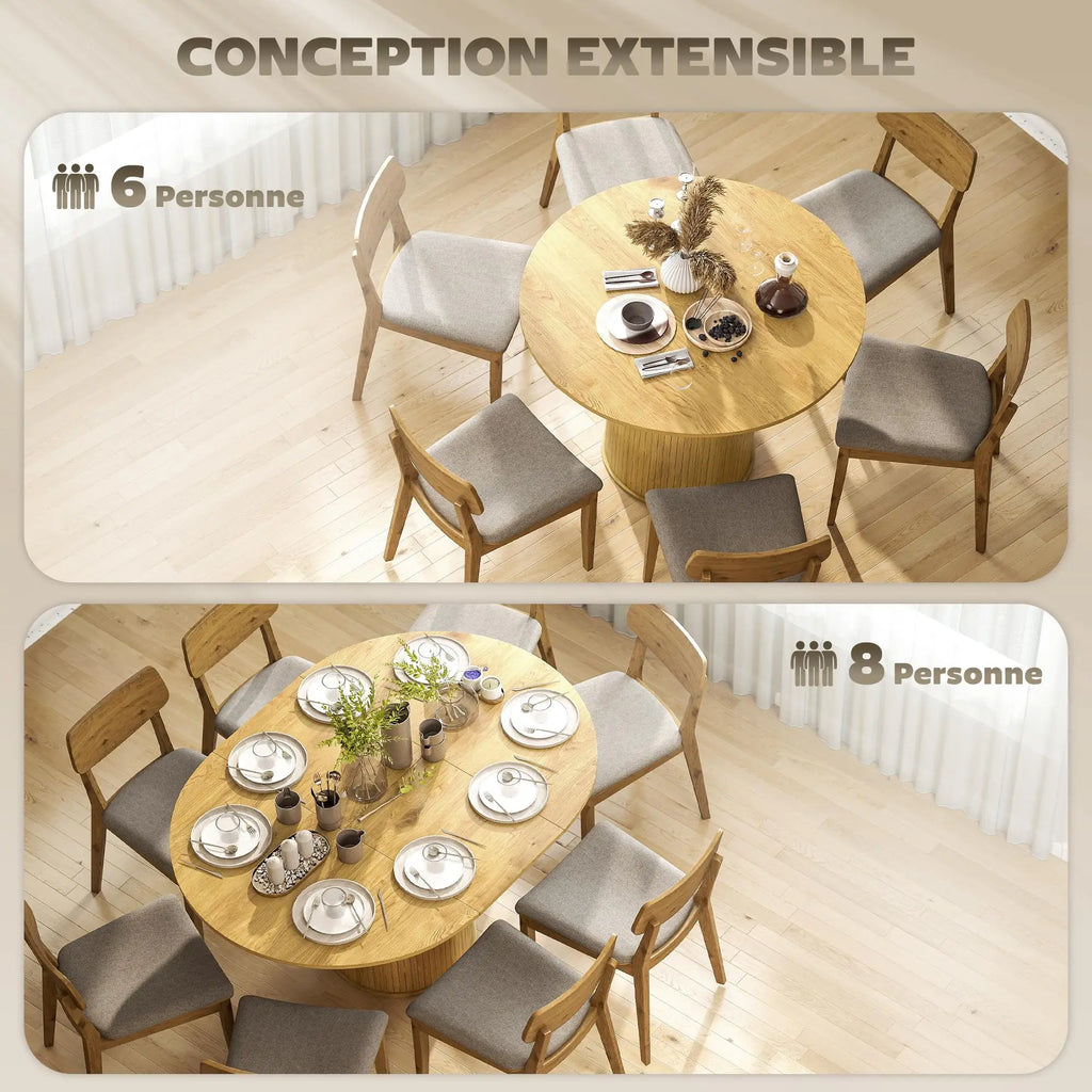 Table à manger extensible 6 à 8 personnes 110–150 cm