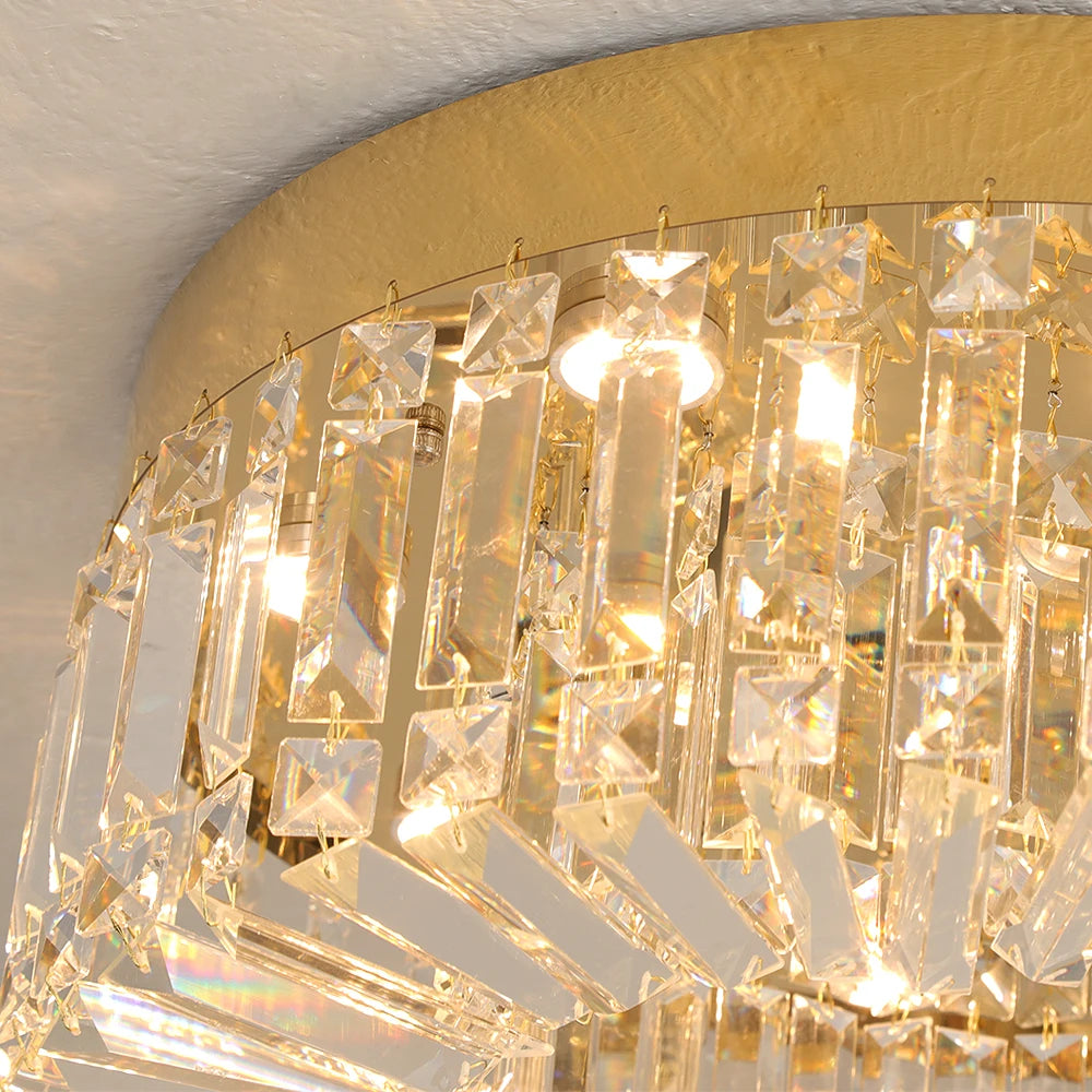 Plafonnier LED doré décoratif à éléments effet cristal, visuel 14