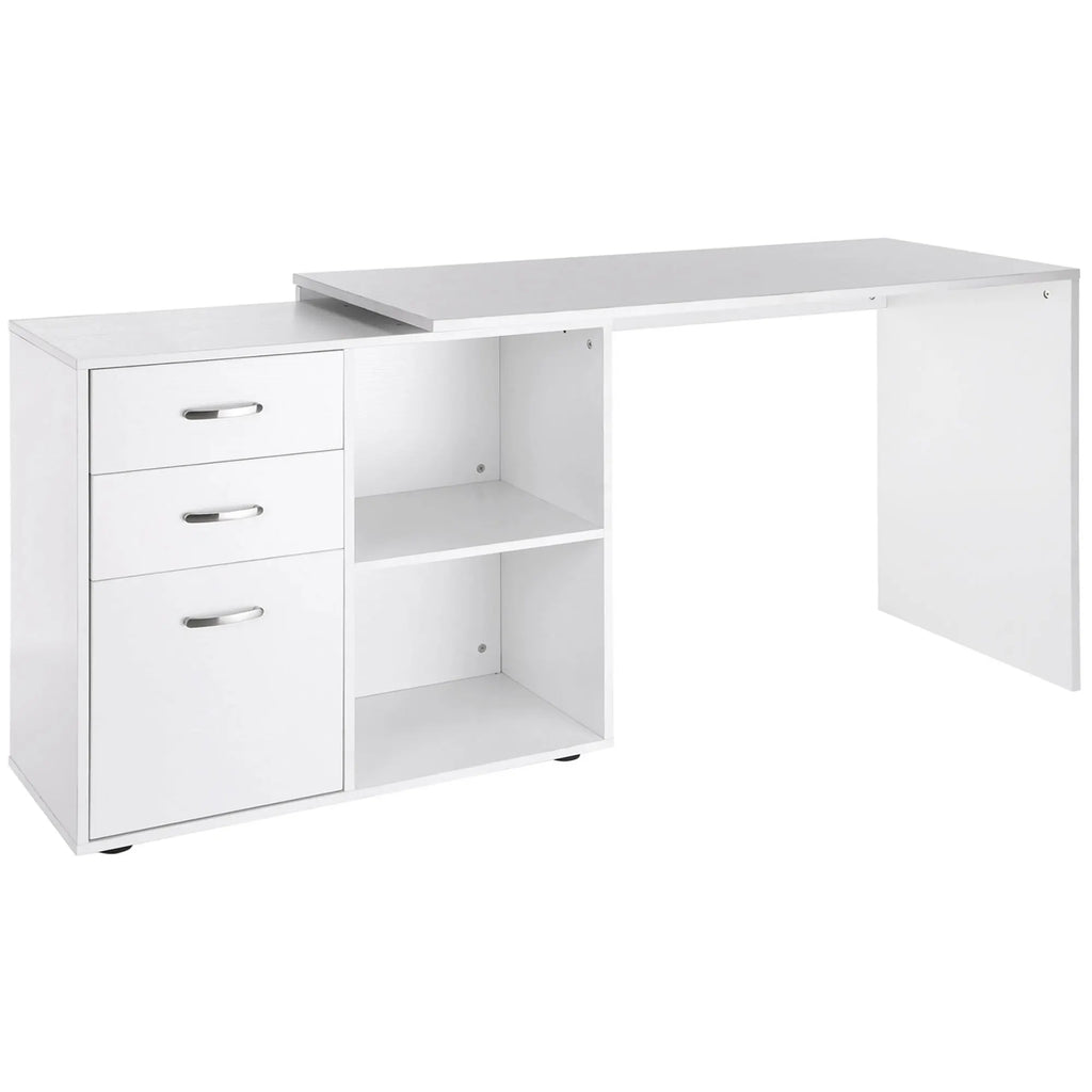 Bureau modulable 2-en-1 avec 3 tiroirs et 2 niches