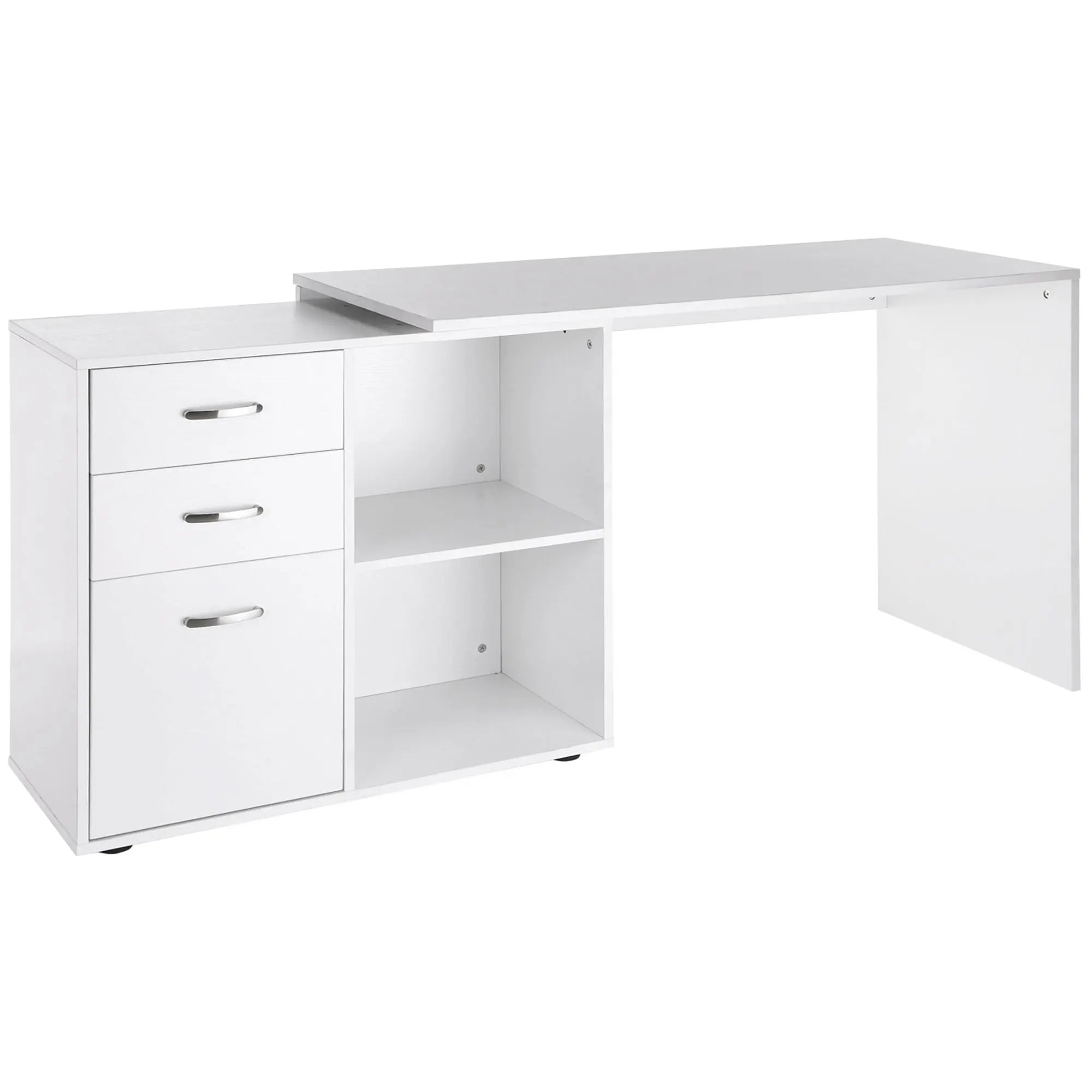 Bureau modulable 2-en-1 avec 3 tiroirs et 2 niches
