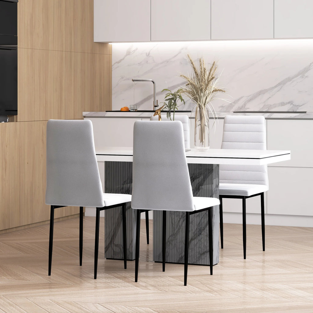 Lot de 4 chaises de salle à manger en tissu effet lin
