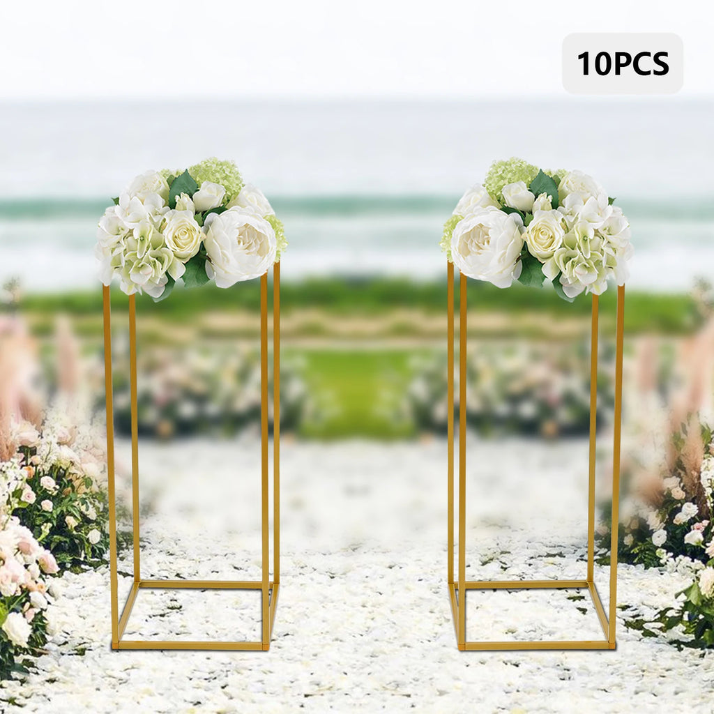 Lot de 10 colonnes dorées pour fleurs et décorations