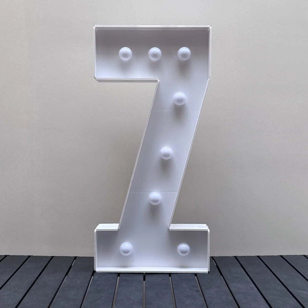 Chiffre lumineux blanc à assembler : variante chiffre 7.