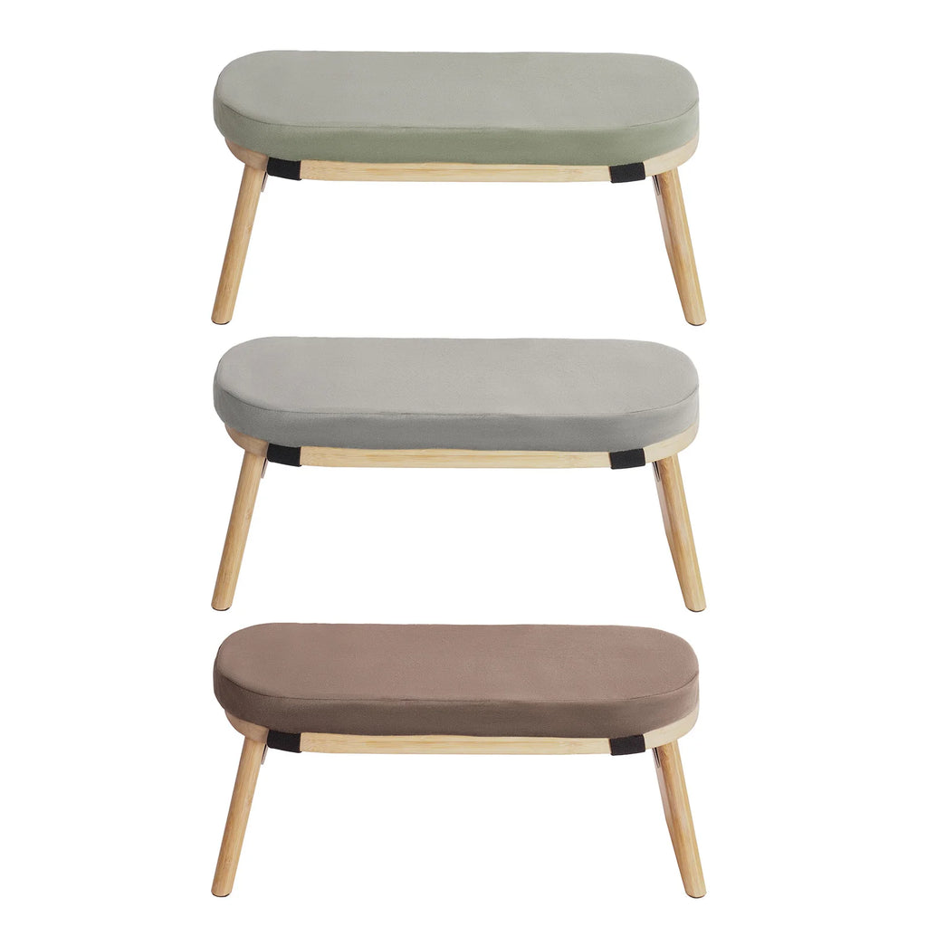 Banc de méditation pliable en bambou avec assise rembourrée — trois coloris d’assise