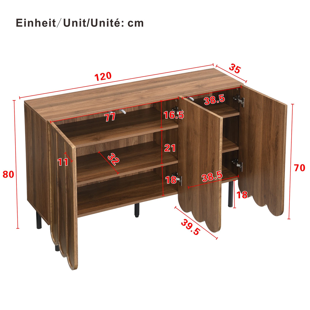 Buffet effet noyer à portes ondulées 120 cm