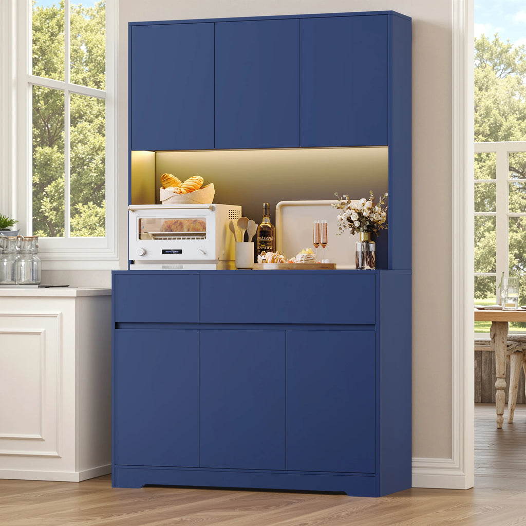 Vaisselier de cuisine avec LED, 6 portes et 2 tiroirs – 180 cm – vue 7