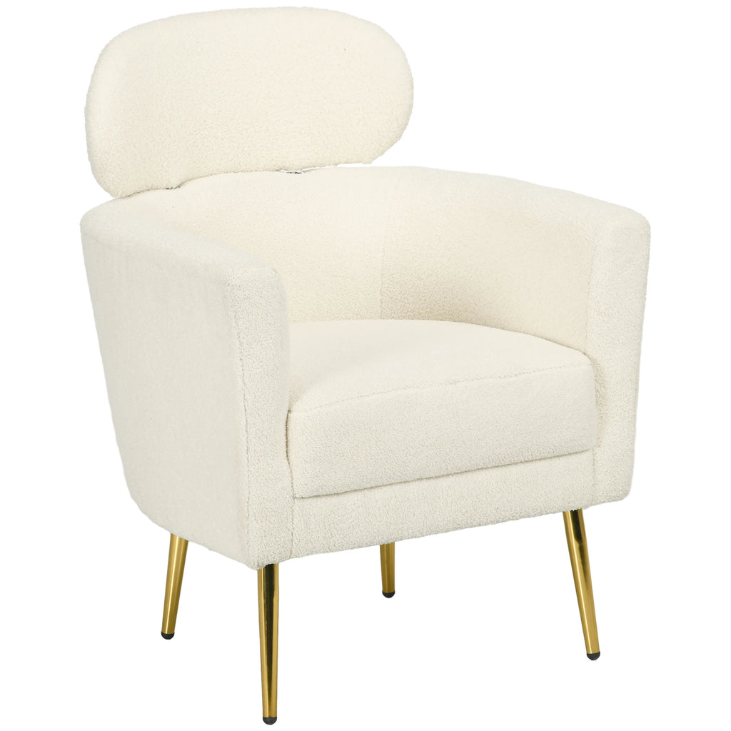 Fauteuil en tissu bouclé avec appuie-tête amovible