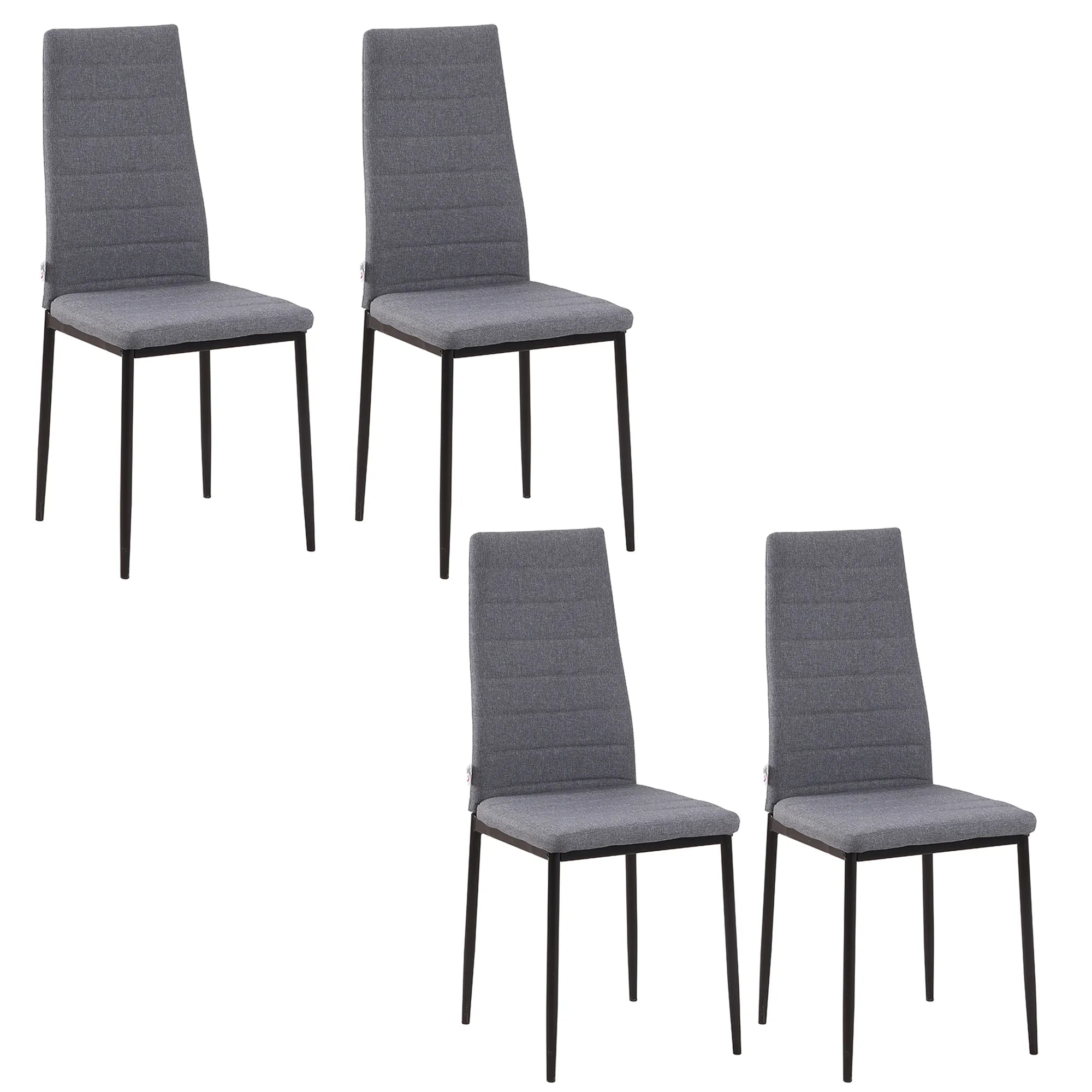 Lot de 4 chaises de salle à manger en tissu effet lin