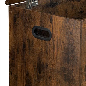 Coffre de rangement en bois sombre avec poignée encastrée