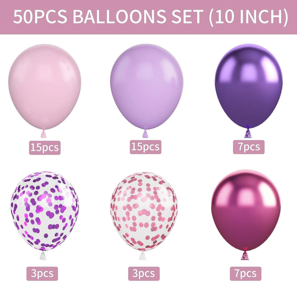 Répartition illustrée des 50 ballons roses et violets