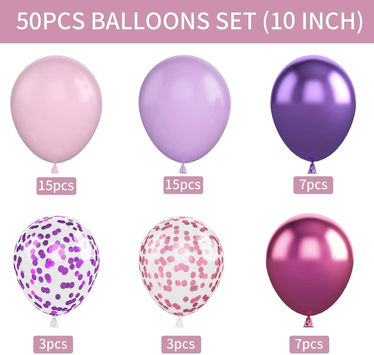 Répartition illustrée des 50 ballons roses et violets