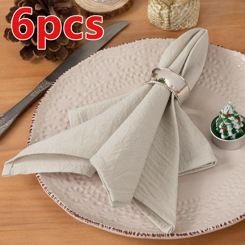Serviettes de table texturées 40 × 40 cm, lot de 6 ou 12 — lot beige de 6