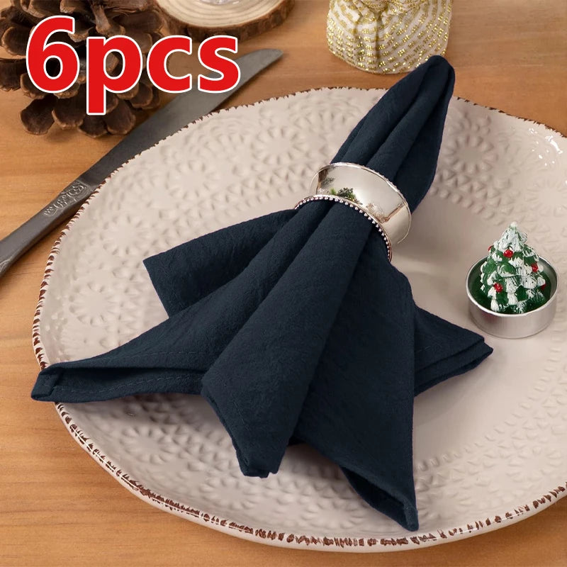 Serviettes de table texturées 40 × 40 cm, lot de 6 ou 12 — lot bleu marine de 6