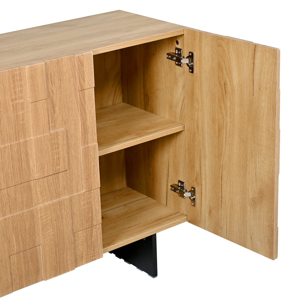 Buffet naturel et noir à 3 portes 105 cm