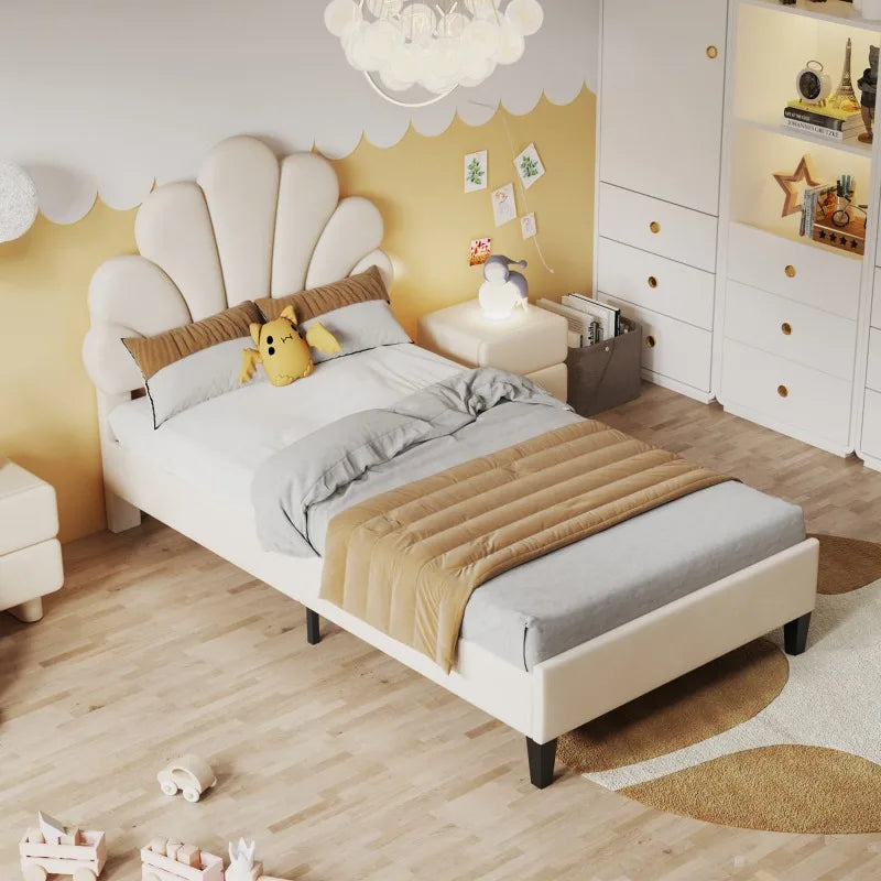 Lit enfant fleur en velours 90 ou 140 × 200 cm