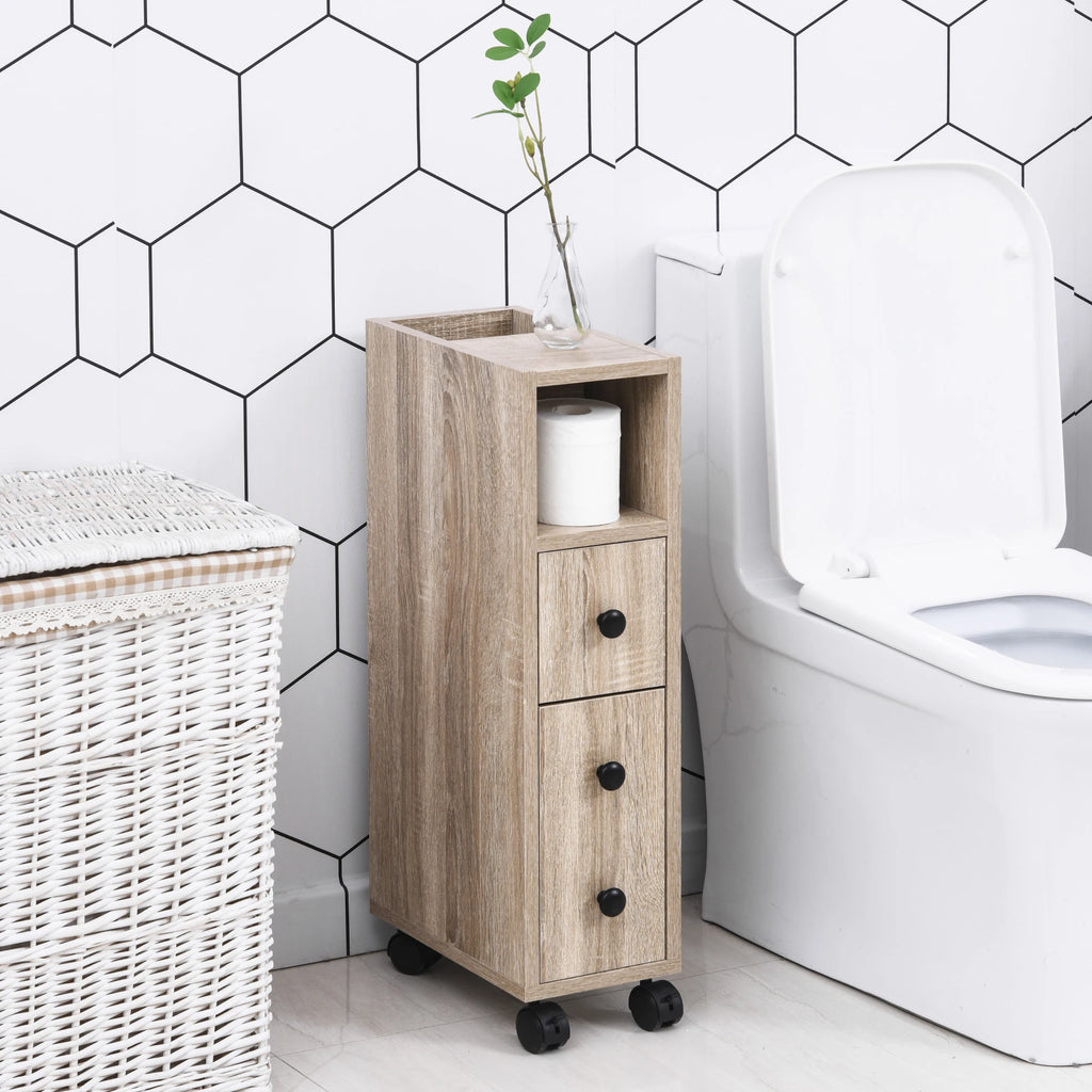 Meuble étroit de salle de bain à roulettes 18 cm