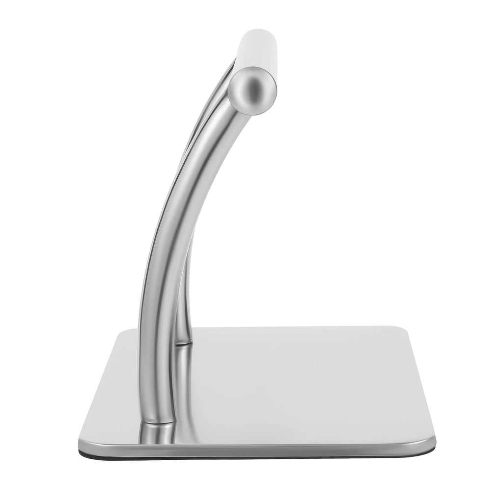 Repose-pieds de bureau en acier inoxydable argenté — vue de trois quarts