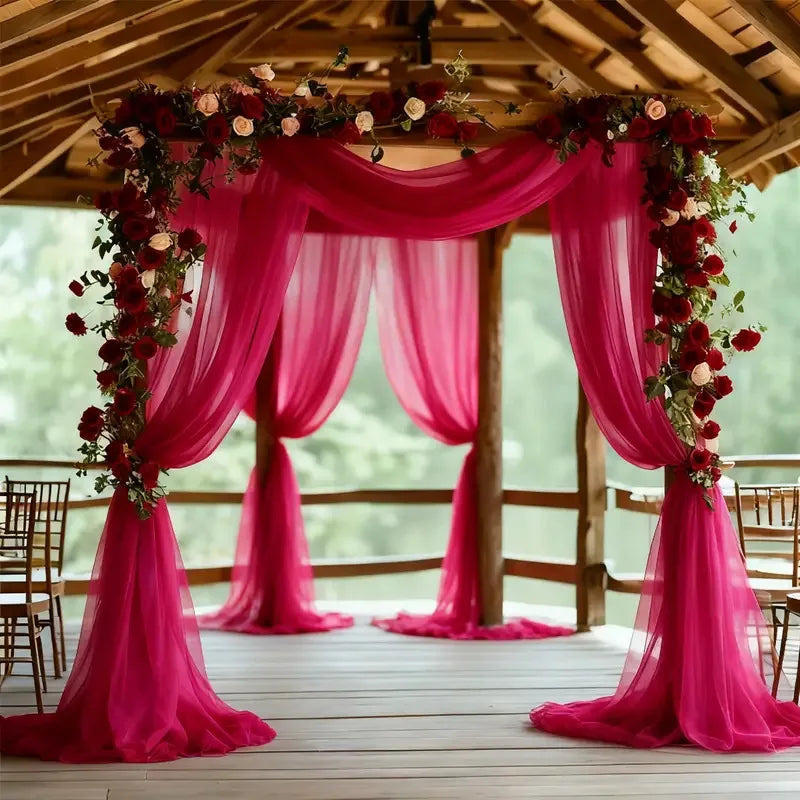Drapé de tulle pour arche, fuchsia, rideaux longs en voile léger