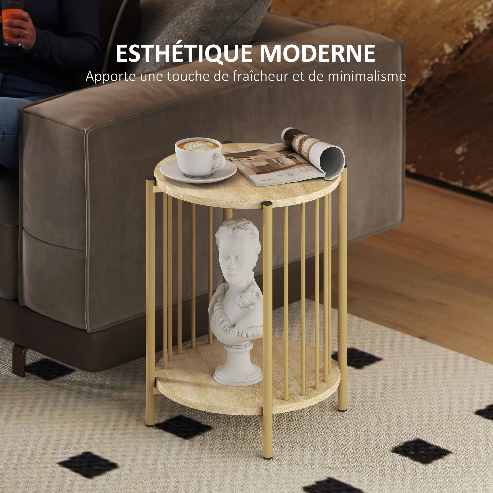 Table d’appoint ronde à 2 niveaux – Ø 41 cm – vue 3