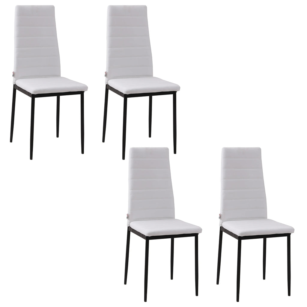 Lot de 4 chaises de salle à manger en tissu effet lin