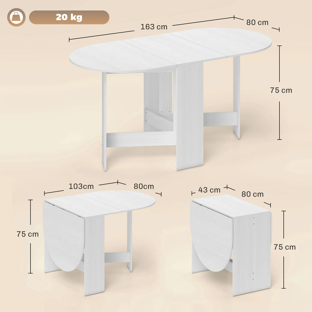 Table à manger ovale pliante jusqu’à 6 personnes