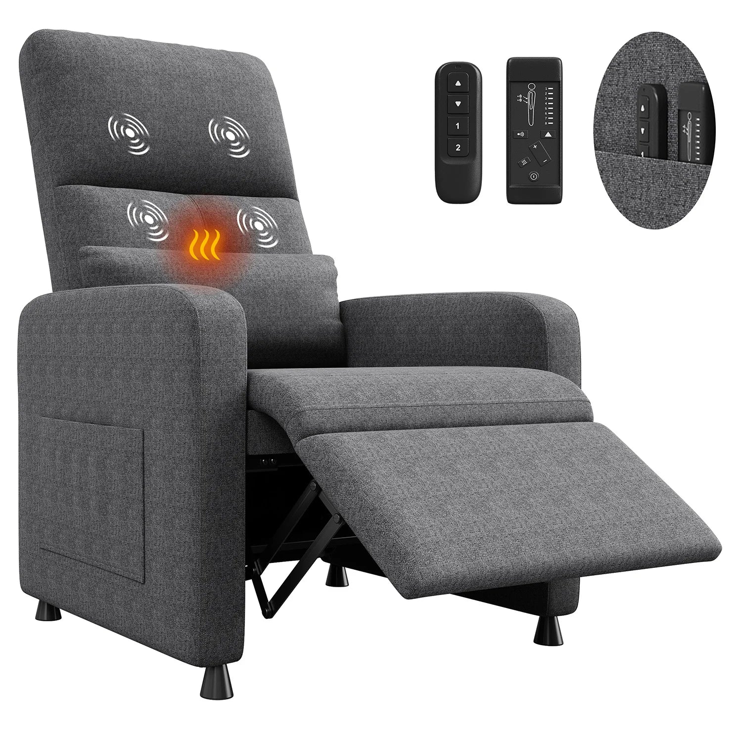 Fauteuil inclinable électrique massant et chauffant