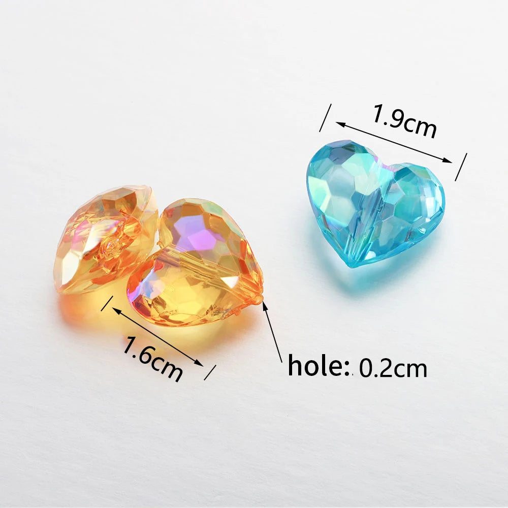 Dimensions indicatives des perles cœur : 19 sur 16 mm, trou 2 mm