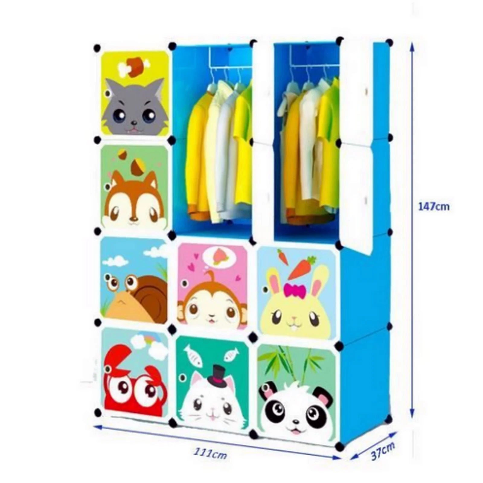 Armoire enfant avec bibliothèque et 2 penderies