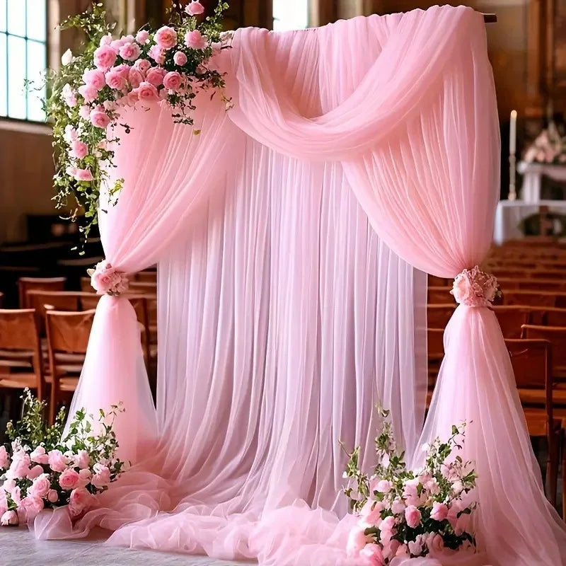 Drapé de tulle pour arche, rose pâle, voile drapé en rideaux fluides