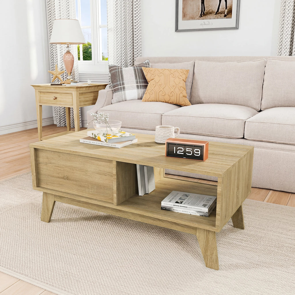 Table basse en bois avec rangement 95 cm