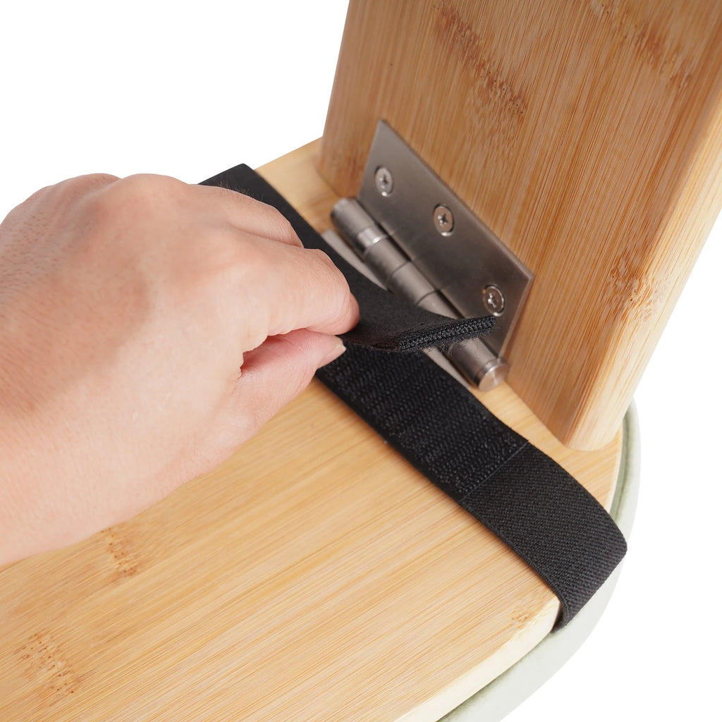 Banc de méditation pliable en bambou avec assise rembourrée — charnière