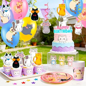 Décoration anniversaire chaton : mise en scène pour un anniversaire.