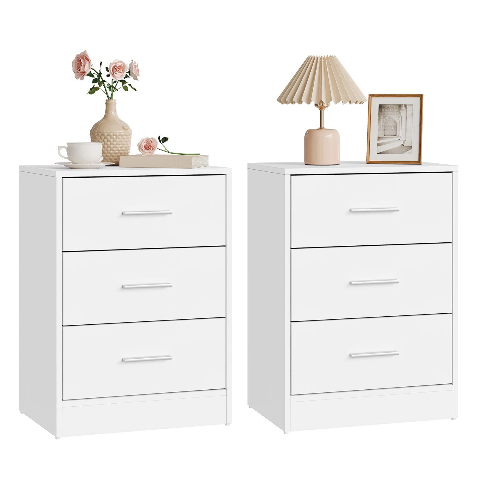 Lot de 2 tables de chevet à 3 tiroirs 39 × 54 cm