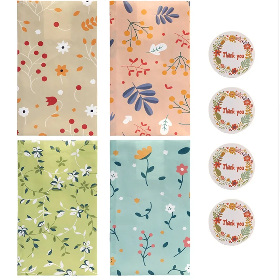 Motifs floraux assortis et autocollants ronds Thank you