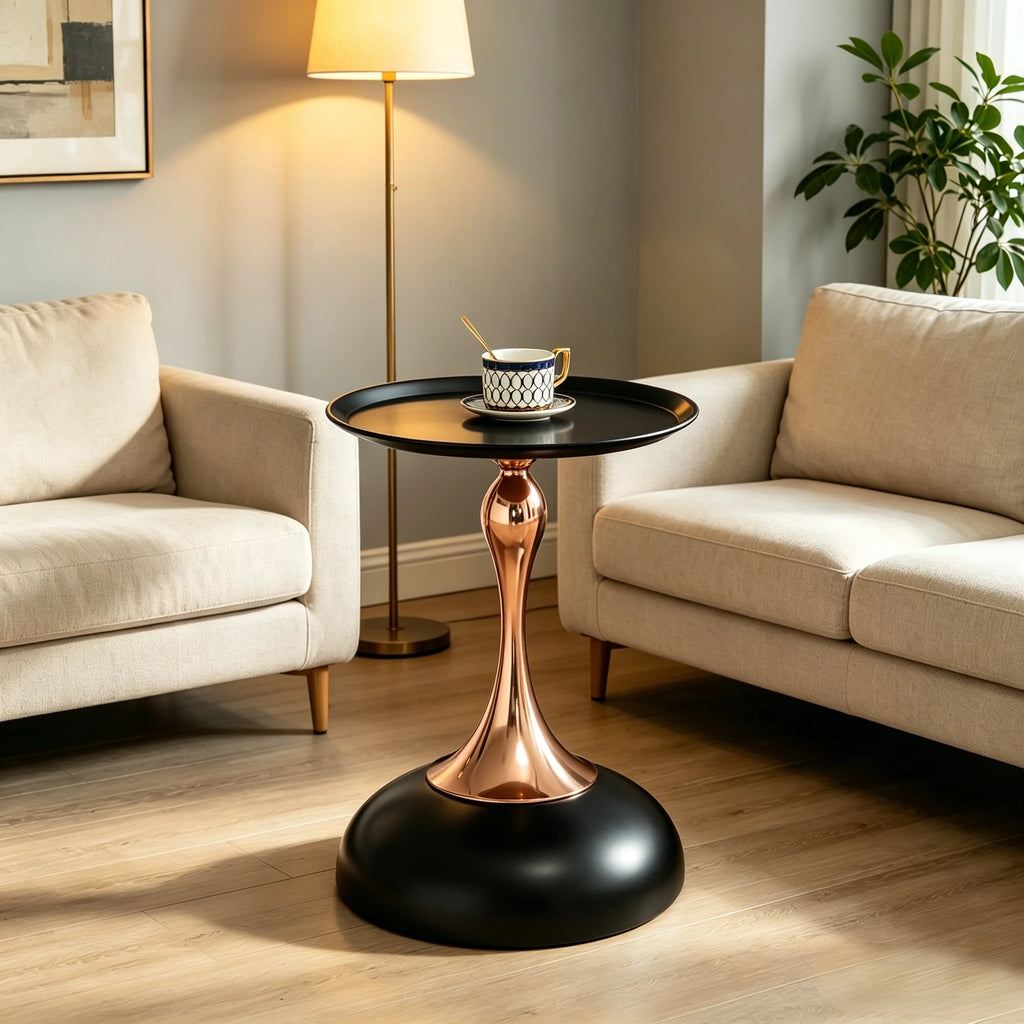 Table d’appoint ronde en métal hauteur 54 cm