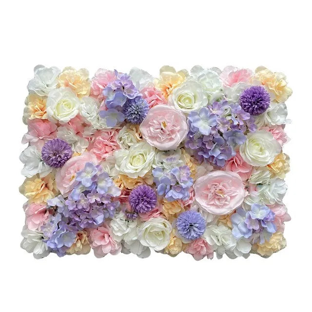 Panneau floral multicolore violet et champagne