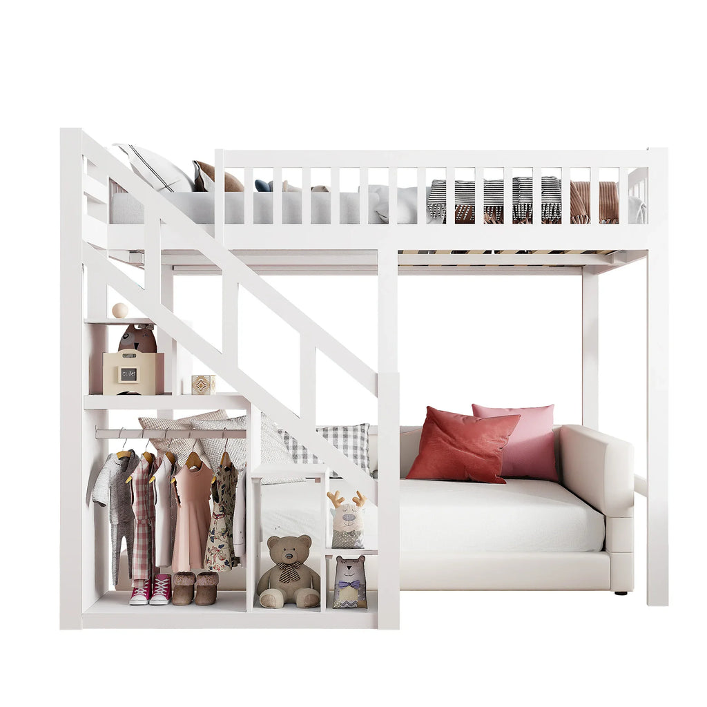 Lit superposé cabane pour 2 enfants 90 ou 140 × 200 cm