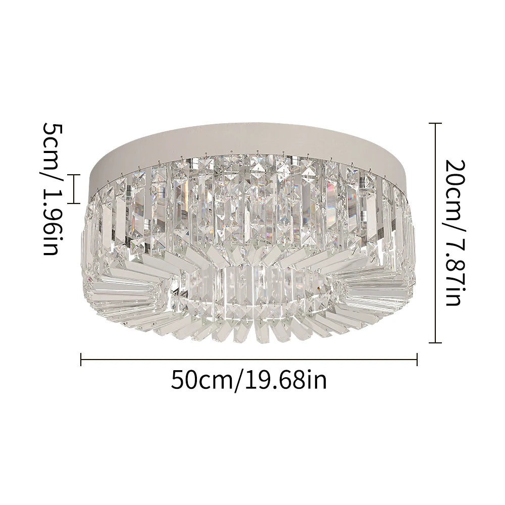 Plafonnier LED doré décoratif à éléments effet cristal, modèle 50 cm version Y