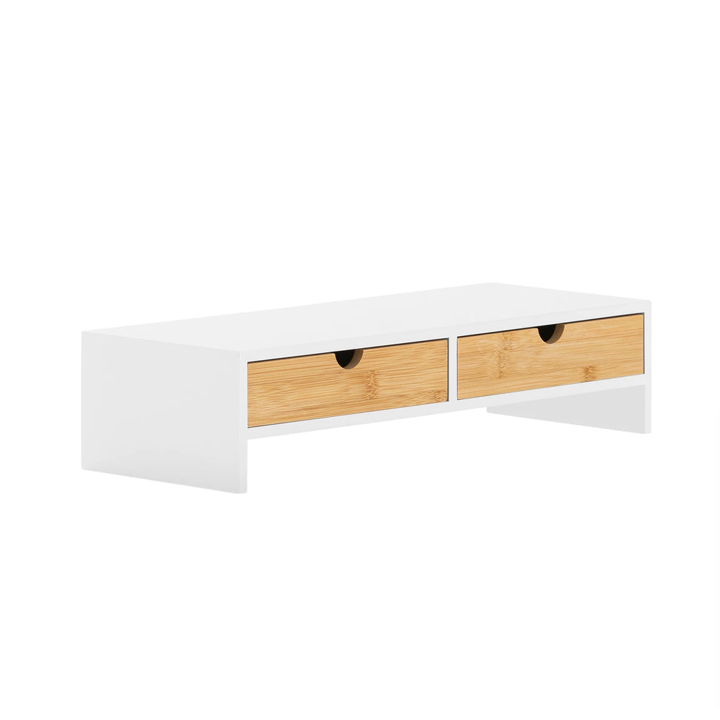 Rehausseur d’écran en bois avec 2 tiroirs – 47 cm