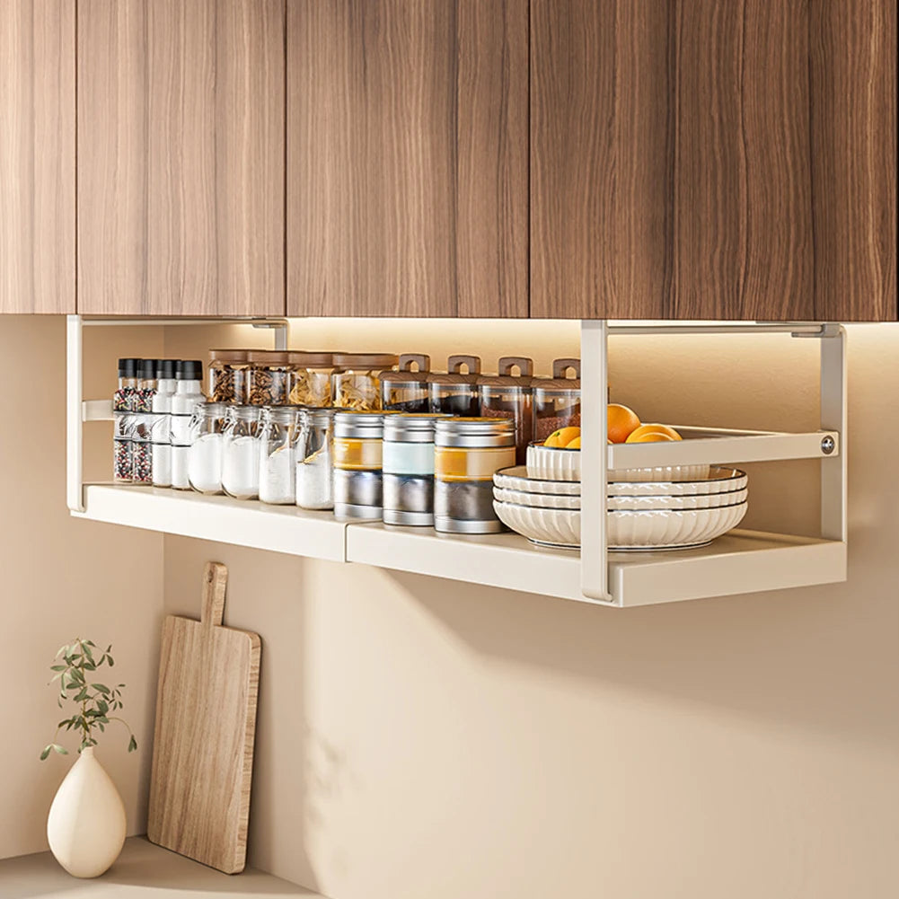 Panier sous placard extensible en acier pour cuisine, visuel 1