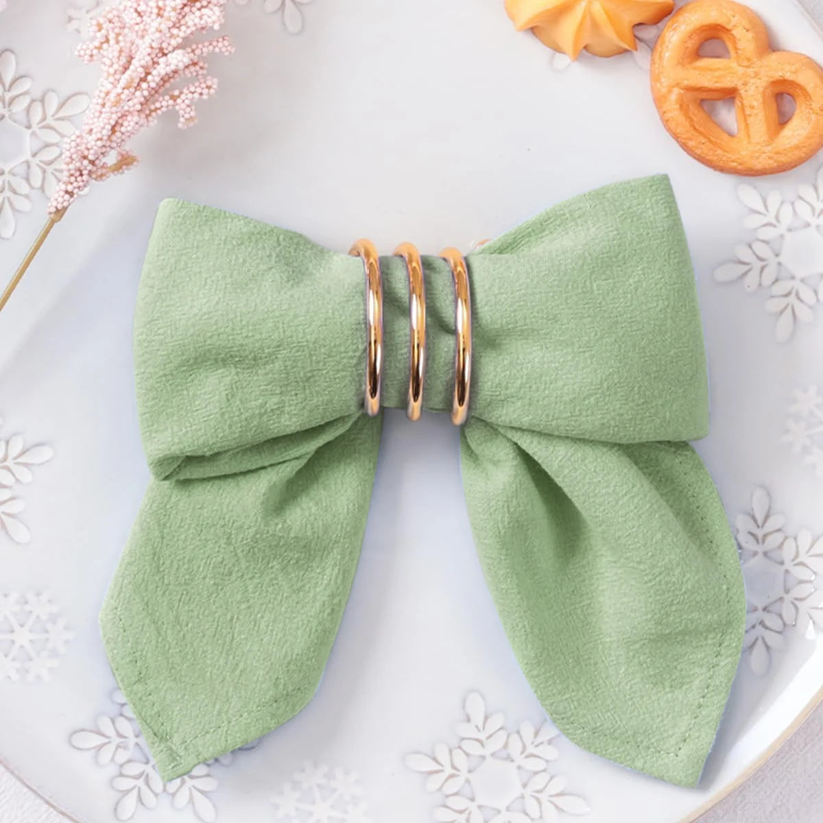 Serviettes de table texturées 40 × 40 cm, lot de 6 ou 12 — vert sauge