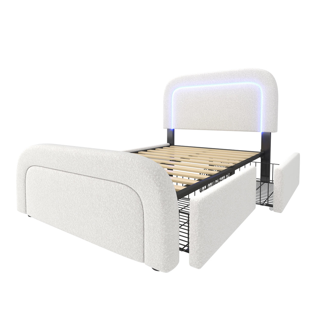 Lit avec LED, USB-C et 4 tiroirs